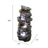 Outdoor Fountain 40inches Poly-resin Rock Water Fountain with LED Lights - 40inches