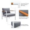 Aluminum Outdoor Patio Furniture Set, Modern Patio Conversation Sets, Outdoor Sectional Metal Sofa with 5 Inch Cushion and Coffee Table for Balcony, G