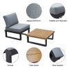 Aluminum Outdoor Patio Furniture Set;  Modern Patio Conversation Set of 7;  Outdoor Sectional Metal Sofa with 5 Inch Cushion and Coffee Table for Balc