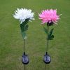 LED Chrysanthemum Flower Stake Light Solar Energy Rechargeable for Outdoor Garden - Pink