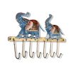 WILLART Handmade Elephant Design Metal Wall Hanging Antique7 Key Hooks Key Holder Coat Hanger for Home DâˆšÂ©cor Wall DâˆšÂ©cor (31.50 cm x 21.50 cm) - Blue