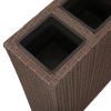 Garden Raised Bed with 4 Pots 2 pcs Poly Rattan Brown - Brown