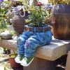 1pc Funny Indoor And Outdoor Flower Pots Resin Denim Pants Ornaments Creative Flower Pot Decoration Crafts Retro Garden Decoration - A