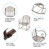 Outdoor Rocking Chair Black Wrought Iron Porch Patio Rocker Metal Extra Wide - Dark Brown
