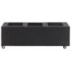 Garden Raised Bed with 3 Pots 39.4"x11.8"x14.2" Poly Rattan Black - Black