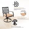 MEOOEM Patio Dining Set  Bistro Set Outdoor Furniture Square Bistro Metal Table Side Table and Swivel Dining Chairs with Cushion - American