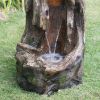35"Tall Polyresin Fountain Water Feature with Light Curved Tree Trunk Design for garden or lawn - as Pic