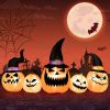 Happy Halloween Inflatable Spoof Ghost Yard Decoration With LED Lights - Orange - 8 FT