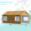 10x20 ft Heavy Duty Carport with Roll-up Ventilated Windows, Portable Garage Metal Carport with Removable Sidewalls and Doors for Car, Truck, Boat, Be