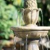 30"Tall 3-Tiered Polyresin Fountain with Light Gorgeous Traditional Design Water Feature for Garden or Lawn - as Pic