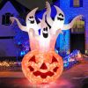 Happy Halloween Inflatable Spoof Ghost Yard Decoration With LED Lights - White - 6 FT