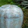 32"Tall Cement Urn Fountain Gray Green Tranquility Lawn Water Feature for Backyard or Garden - as Pic
