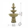 30"Tall 3-Tiered Polyresin Fountain with Light Gorgeous Traditional Design Water Feature for Garden or Lawn - as Pic