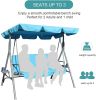 Outdoor 2-Seat Swing with Teapoy Weather Resistant Canopy Powder Coated Steel Frame Patio Swinging Hammock with  Stand and Removable Cushion - bule