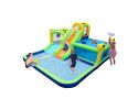 7 in1 Inflatable slide water park bouncing house outdoor garden bouncer with Whack a mole games & Splash pool & Target games & Water gun & Climbing wa