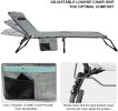 Set of 2 Outdoor Chaise Lounge with Detachable Pocket and Pillow;  Portable Adjustable Patio Sun Lounge Chair for Garden; Beach;  Sunbathing - grey