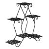 Artisasset One Black Paint 30.3 Inch High Pentagon 3 Layers 5 Seats Potted Plant Stand With Pattern Layout RT - black