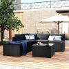 6-Piece Outdoor Furniture Set with PE Rattan Wicker, Patio Garden Sectional Sofa Chair, removable cushions - Gray
