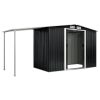 Garden Shed with Sliding Doors Anthracite 152"x51.6"x70.1" Steel - Grey
