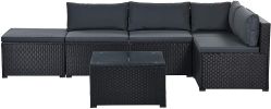 6-Piece Outdoor Furniture Set with PE Rattan Wicker, Patio Garden Sectional Sofa Chair, removable cushions - Gray