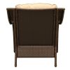 Outdoor Patio Garden Wicker Club Chair with Cushions; Set of 2; Beige - as Pic