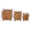 Raised Bed Set 3 Pieces Bamboo with Nylon Lining - Brown