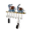 WILLART Handmade Elephant Design Metal Wall Hanging Antique7 Key Hooks Key Holder Coat Hanger for Home DâˆšÂ©cor Wall DâˆšÂ©cor (31.50 cm x 21.50 cm) - Blue