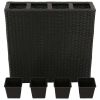 Garden Raised Bed with 4 Pots 2 pcs Poly Rattan Black - Black