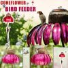 Pink Coneflower Bird Feeder Outdoor Decoration Garden Flower Picaflor Wild Bird Feeder Feeding Outside Rust Resistant Art Metal - Orange - China