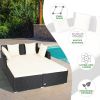 Spacious Outdoor Rattan Daybed with Upholstered Cushion - White