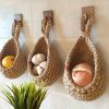 1pc Wall Hanging Basket; Bohemian Style Woven Basket; Creative Teardrop Shape Suitable For Vegetables And Fruits; Kitchen Storage Basket - M