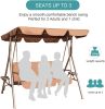 Outdoor 2-Seat Swing with Teapoy Weather Resistant Canopy Powder Coated Steel Frame Patio Swinging Hammock with  Stand and Removable Cushion - coffee