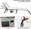 Set of 2 Outdoor Chaise Lounge with Detachable Pocket and Pillow;  Portable Adjustable Patio Sun Lounge Chair for Garden; Beach;  Sunbathing - beige