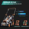 TACKLIFE 16-Inch 40V MAX(36V) Brushless Lawn Mower; 4.0AH Battery; 6 Mowing Heights - as Pic