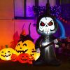Halloween Festivr Inflatable  With LED Lights Spoof Ghost Yard Decoration - White & Black - 6 Ft