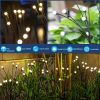 2pcs 8 LED Solar Powered Firefly Lights; Waterproof Warm Yellow Lights For Christmas Party Outdoor Garden Yard Pathway Decoration (28.7 * 14.5 Inch) -