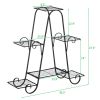 Artisasset One Pack Black Paint 31 Inch High Arch 4 Layers 6 Vertical Stripes Potted Plant Frame--YS - as picture