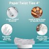 Pack of 2000 Paper Twist Ties 4' Long and 3/16' Wide White Twist Ties for Plastic Trash; Bread Bags Paper Coated Ties Bendable Multi Function Strong W
